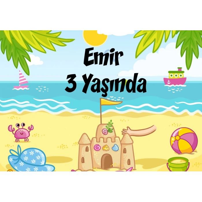 yaz sahil temalı doğum günü afişi 70X100 cm