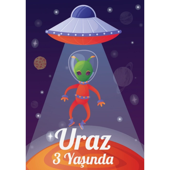 Uzay Temalı Doğum Günü Afişi 35X50 cm