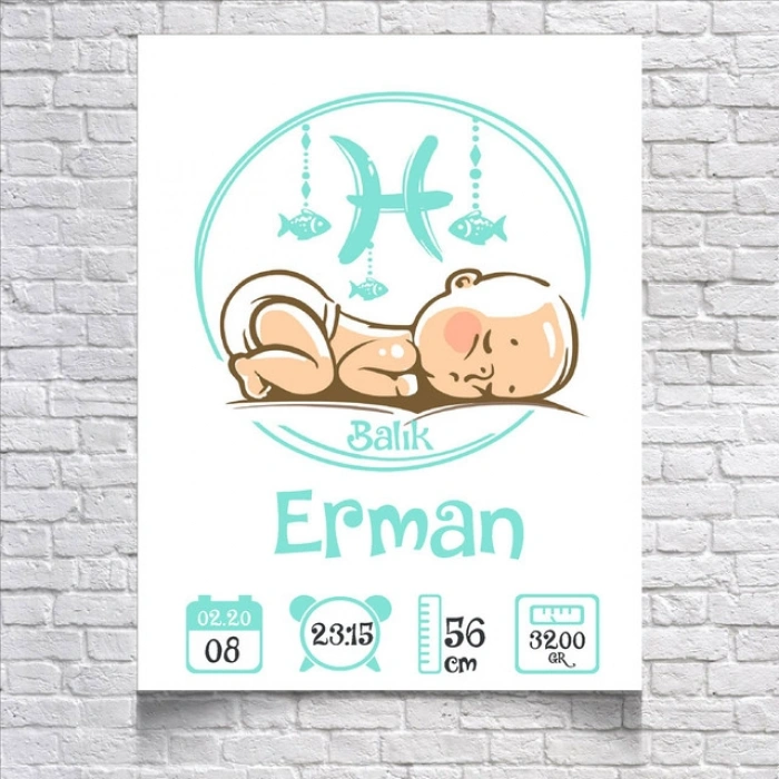 Balık Burcu ve Bebek Temalı Yaş Panosu