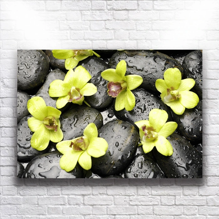 Yeşil Çiçekler Kanvas