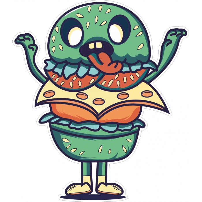 Yeşil Hamburger Sticker 10x10 cmRenkli Sticker