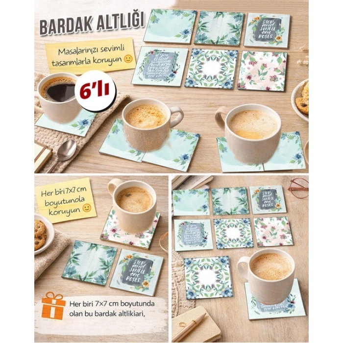 Yeşil Orman 7x7 – 6’lı Set Dekoratif Kare Tasarım