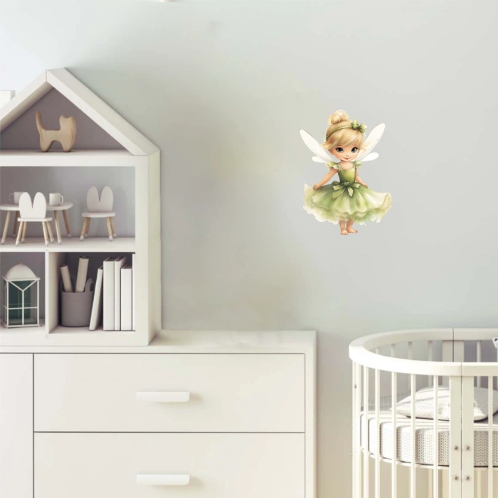 Yeşil Peri Kanatlı Kız Duvar Stickerı