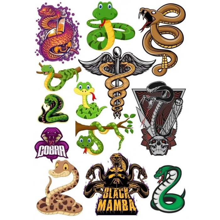 Yılan Cobra Sticker-1 15 Parça Telefon, Tablet, Defter, Laptop Sticker