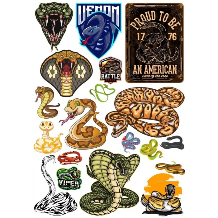 Yılan Sticker Set 1 15 Parça Telefon, Tablet, Defter, Laptop Sticker