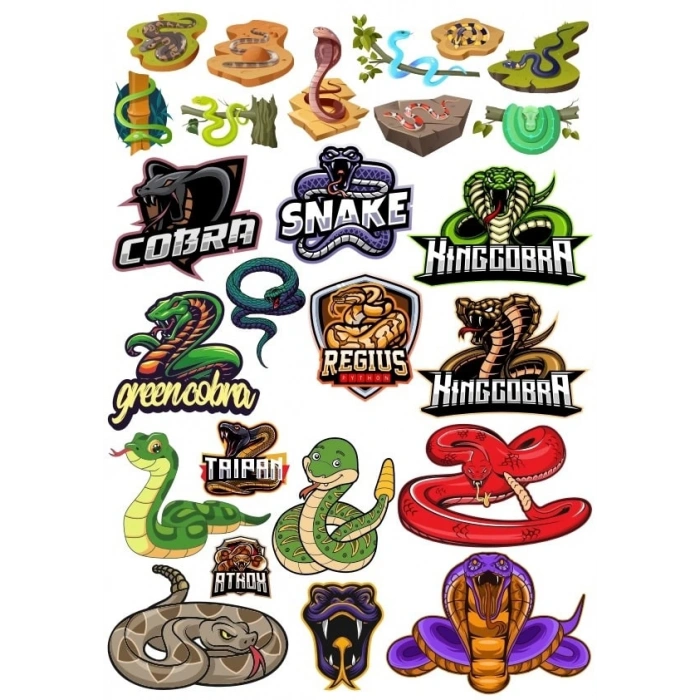 Yılan Sticker Set 2 18 Parça Telefon, Tablet, Defter, Laptop Sticker