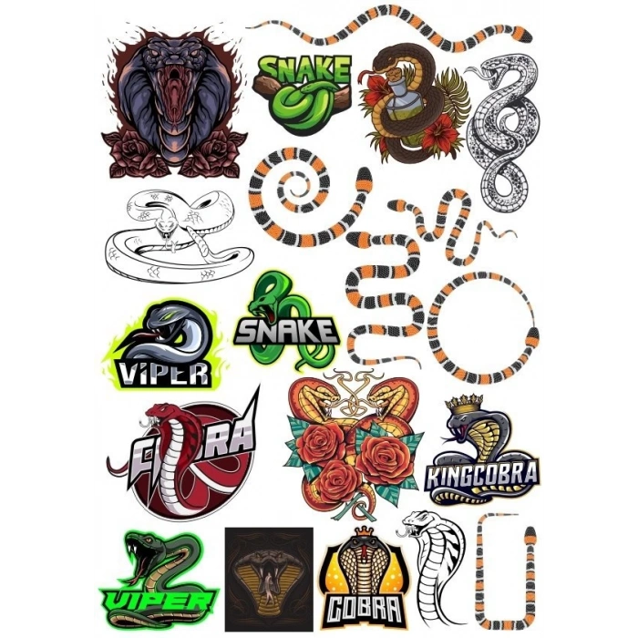 Yılan Sticker Set 20 Parça Telefon, Tablet, Defter, Laptop Sticker