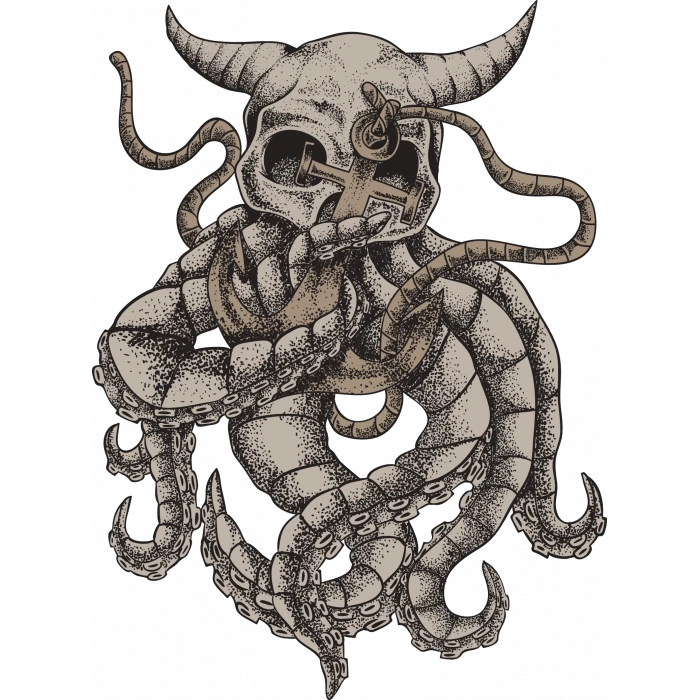 Yılanlar ve Boynuzlu Kurukafa Sticker 10x10 cmRenkli Sticker