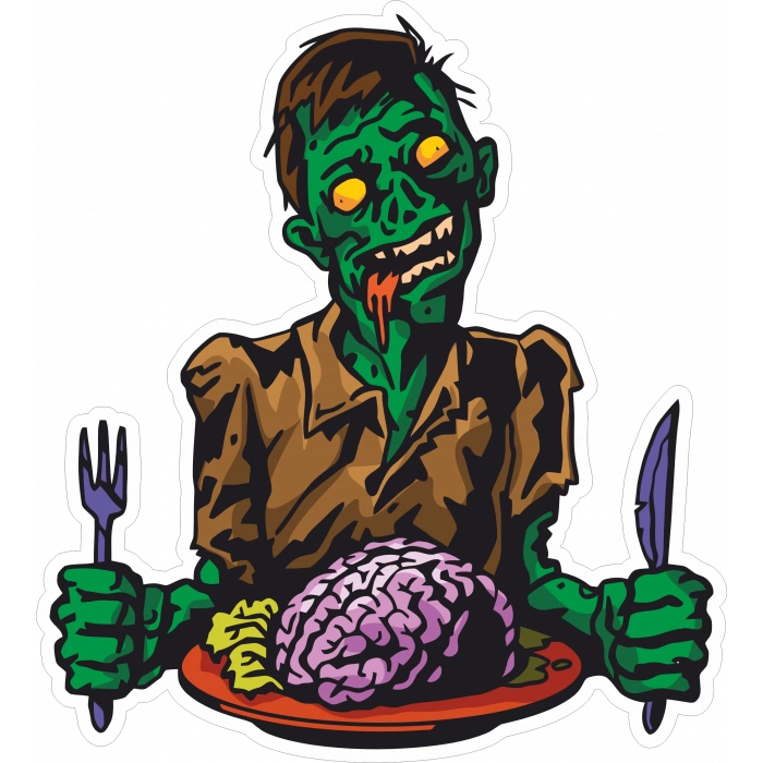 Beyin Yiyen Zombi Sticker 10x10 cmRenkli Sticker
