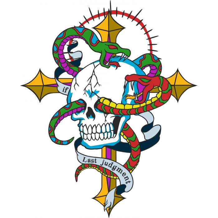 Yılanlar ve Kurukafa Sticker 10x10 cmRenkli Sticker