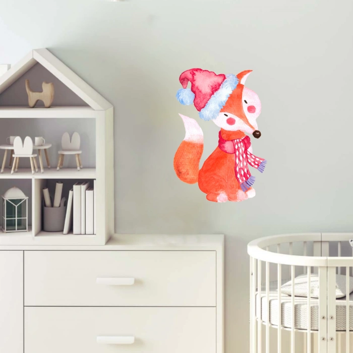 Yılbaşı Sevimli Tilki Sticker