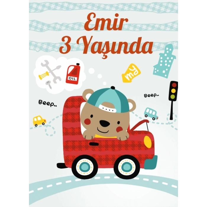 Tamirci Temalı Doğıum Günü Afişi 100X150 cm