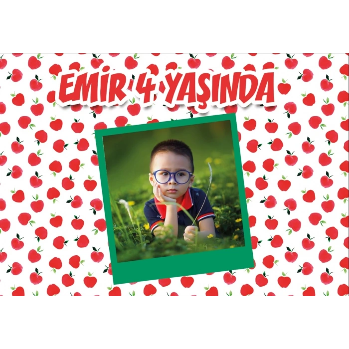 Elma Temalı Doğum Günü Afişi 100X150 cm