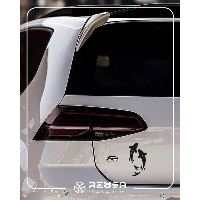 Yunus Balıkları Stikcker 17x17 Cm Siyah