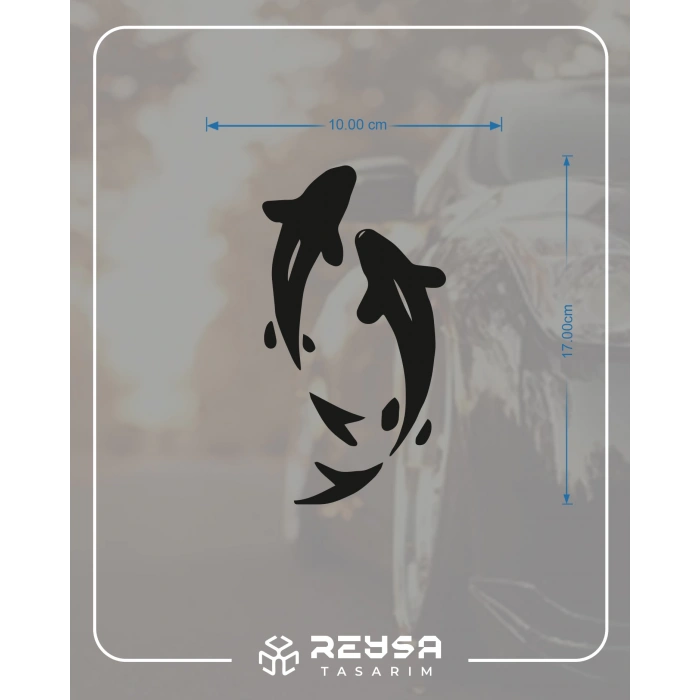 Yunus Balıkları Stikcker 17x17 Cm Siyah