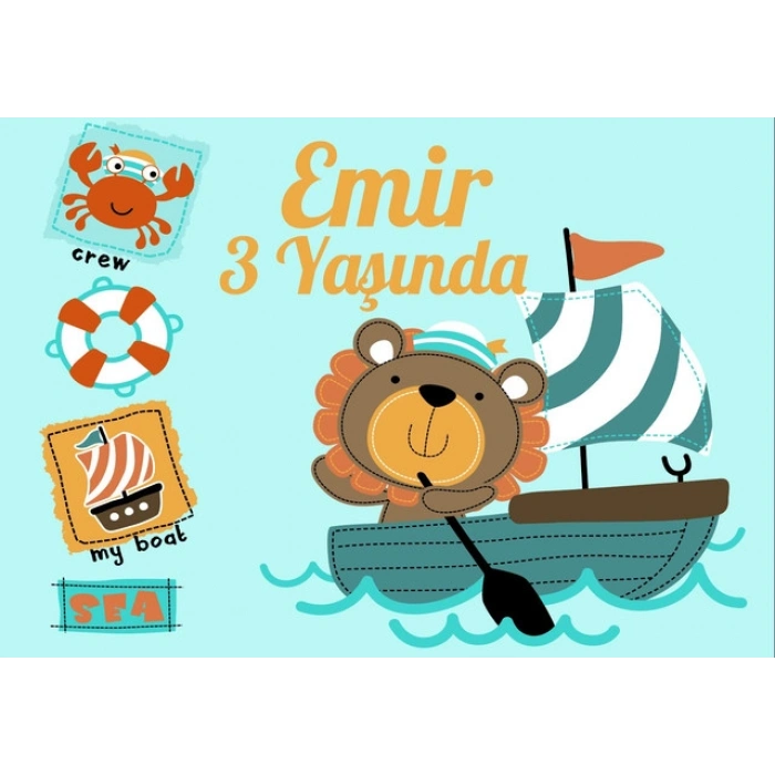 Yüzen Hayvanlar Doğum Günü Afişi - 35x50 Cm