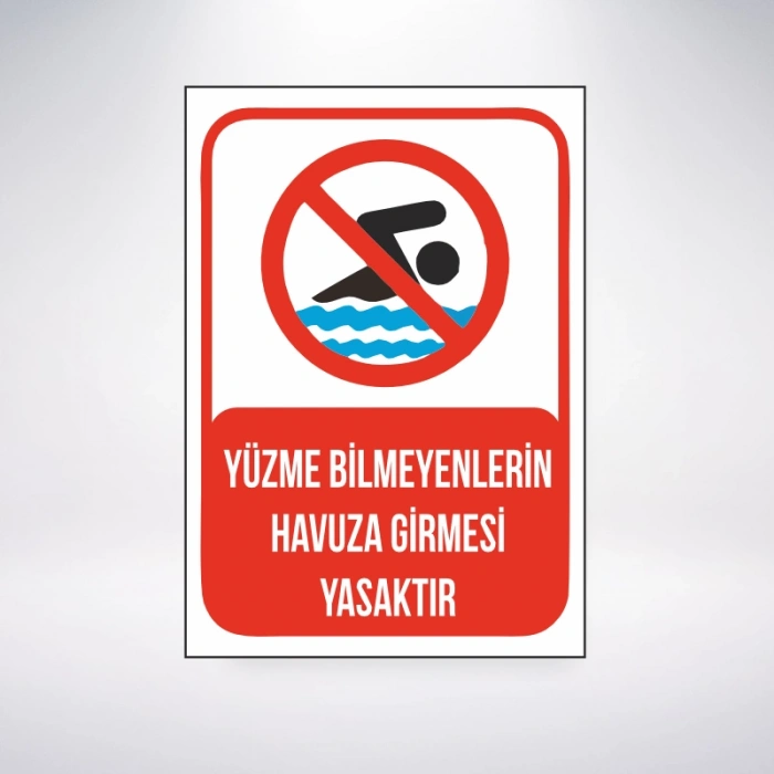 Yüzme Bilmeyenlerin Havuza Girmesi Sticker 20X28 Cm