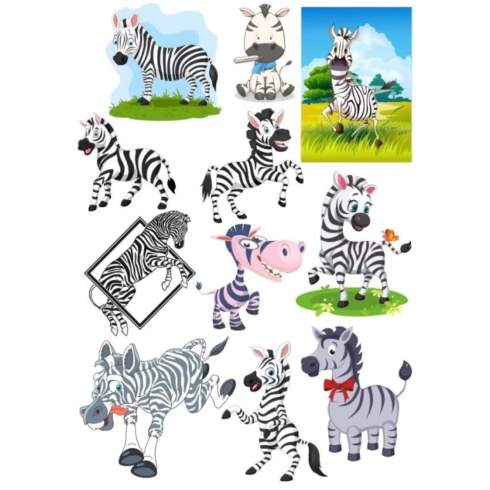 Zebra Sticker Set-2 12 Parça Telefon, Tablet, Defter, Laptop Sticker