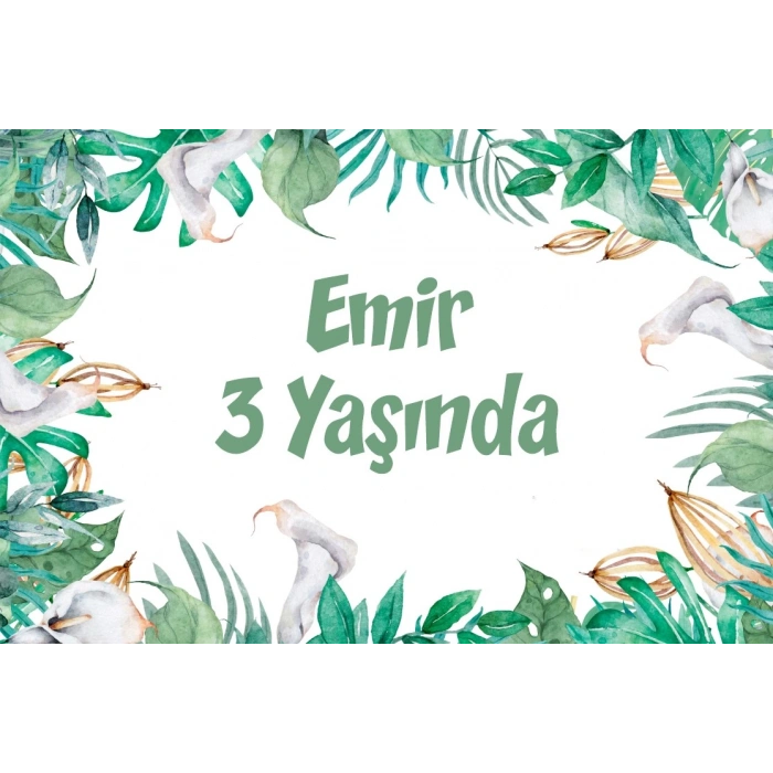 Bitkiler Temalı Doğum Günü Afişi -3 70X100 cm