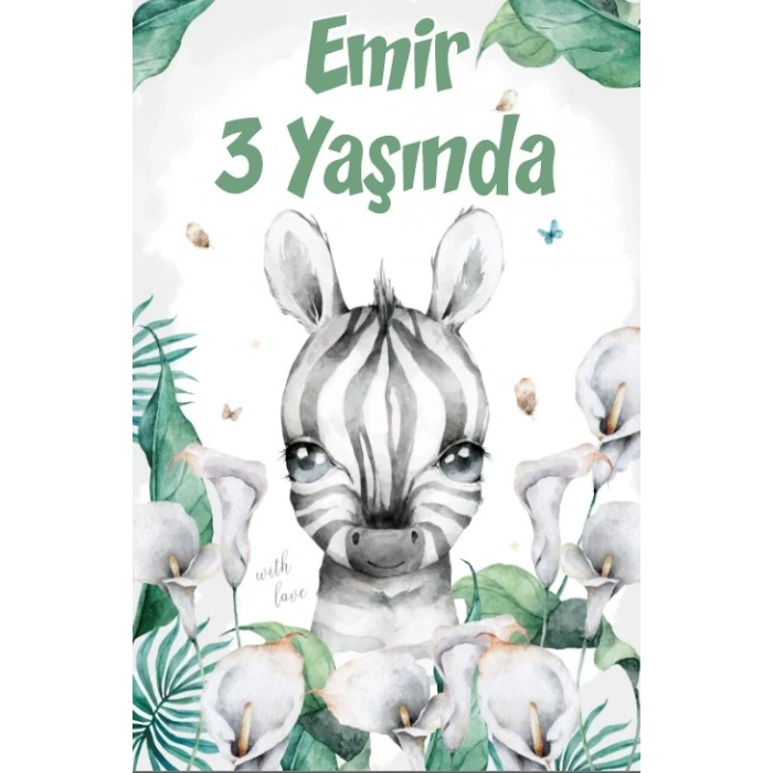 Zebra Temalı Doğum Günü Afişi -1 70X100 cm