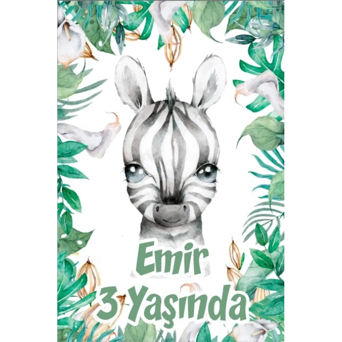 Zebra Temalı Doğum Günü Afişi -2 70X100 cm