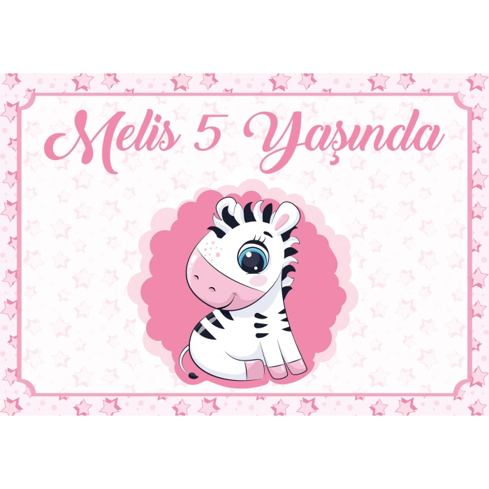 Zebra Temalı Doğum Günü Afişi 50X70 cm