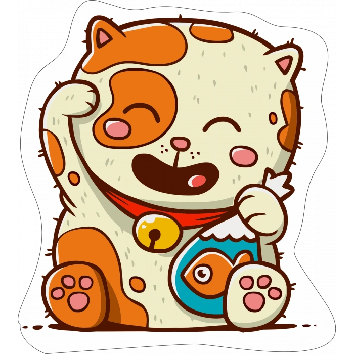 Kedi Sticker 10x10 cmRenkli Sticker