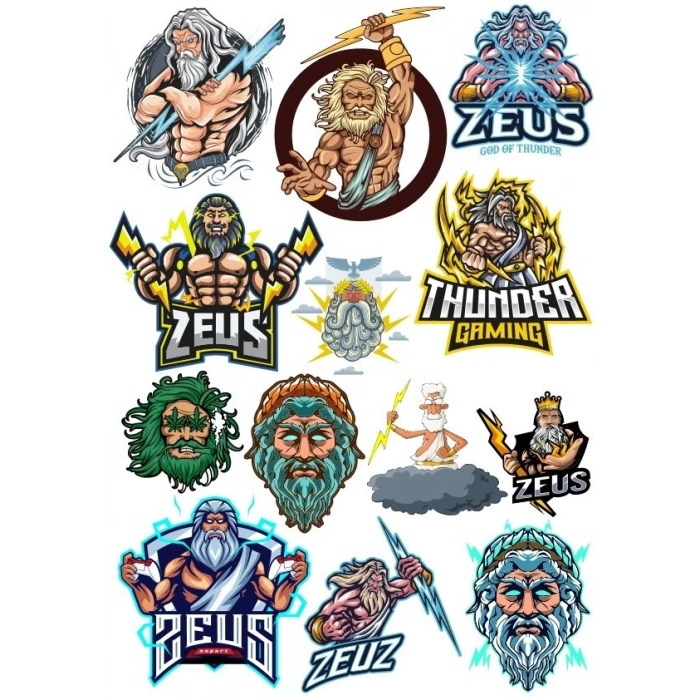 Zeus Sticker Set 11 13 Parça Telefon, Tablet, Defter, Laptop Sticker