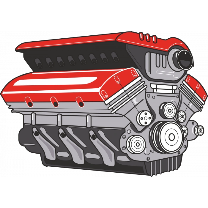 Araba Motoru Sticker 10x10 cmRenkli Sticker