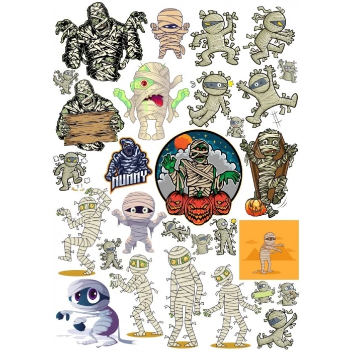 Zombi Mumya Sticker Set 3 20 Parça Telefon, Tablet, Defter, Laptop Sticker