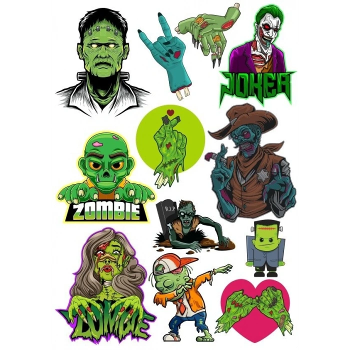 Zombi Sticker Set-5 13 Parça Telefon, Tablet, Defter, Laptop Sticker