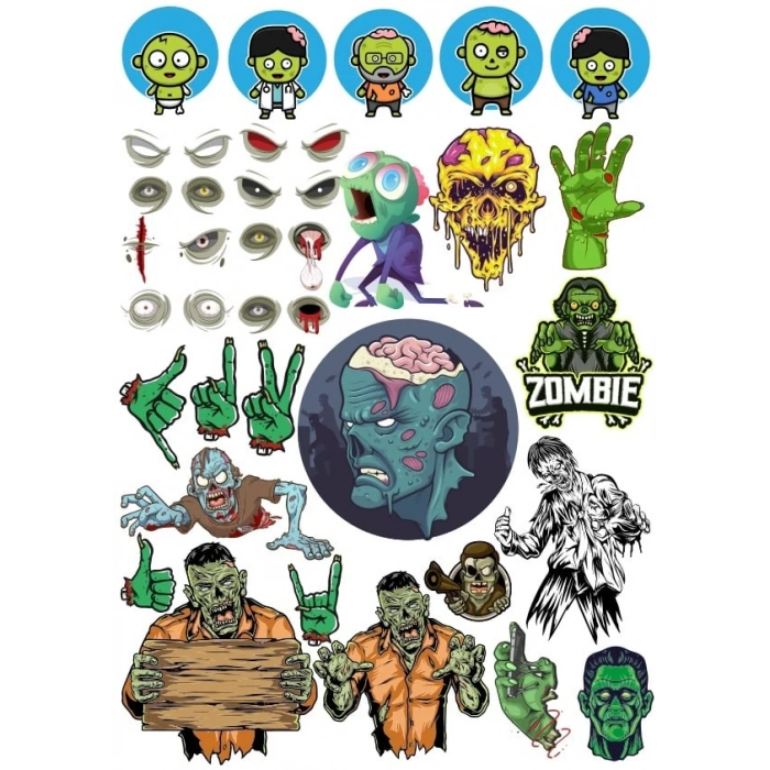 Zombiler Sticker Set 10 23 Parça Telefon, Tablet, Defter, Laptop Sticker