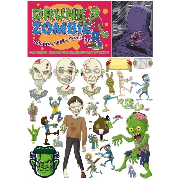 Zombiler Sticker Set 6 20 Parça Telefon, Tablet, Defter, Laptop Sticker