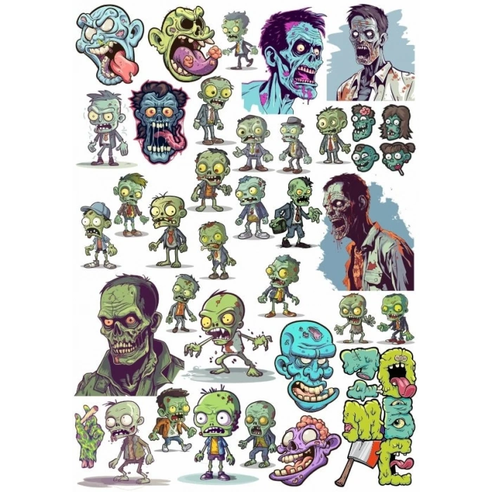 Zombiler Sticker Set 8 25 Parça Telefon, Tablet, Defter, Laptop Sticker