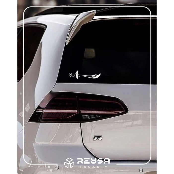 Zülfikar Hz Ali Araba Sticker 17x17 Cm Beyaz