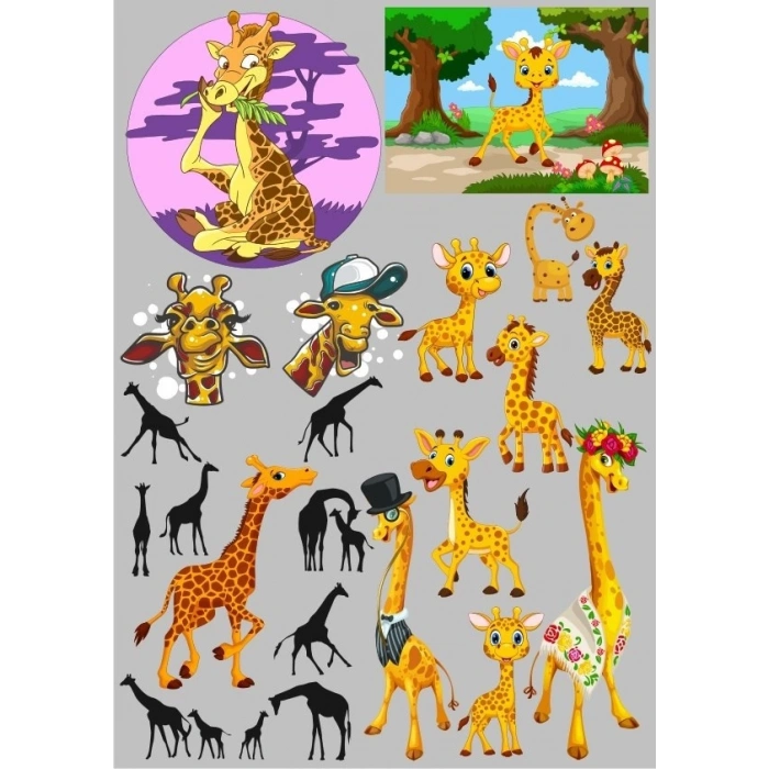 Zürafa Sticker Set 20 Parça Telefon, Tablet, Defter, Laptop Sticker