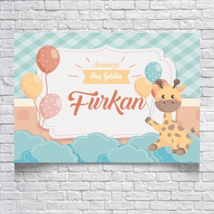 Zürafa Temalı Doğum Günü Afişi 50x70 Cm