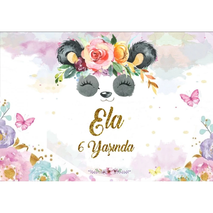 Panda Temalı Doğum Günü Afişi 50X70 cm