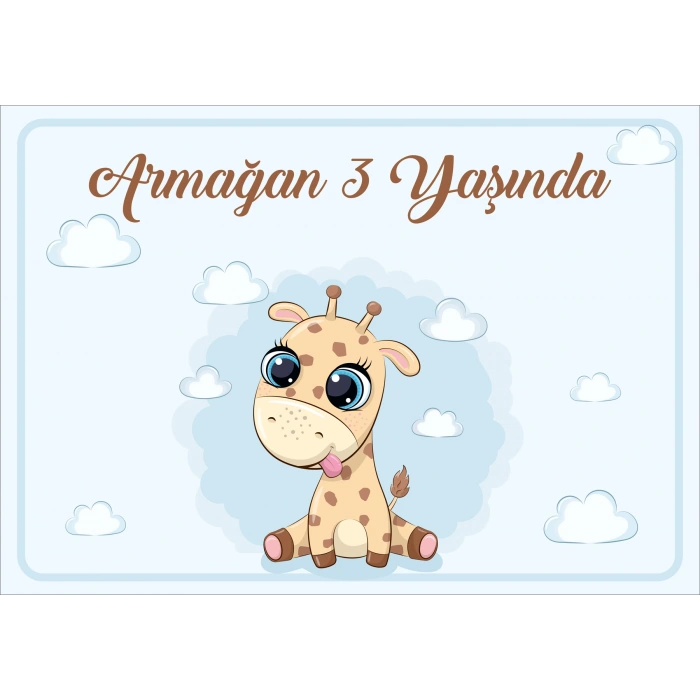 Zürafa Temalı Doğum Günü Afişi 70X100 cm