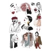 Fashion Kadın İllustrator Sticker Set-1 9 Parça Telefon, Tablet, Defter, Laptop Sticker