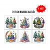 Renkli Yılbaşı 7x7 – 6’lı Set Dekoratif Kare Tasarım