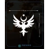 Çift Başlıklı Kartal ve Ay Yıldız Sticker 17x17 Cm Beyaz