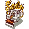 Smile fotoğraf makinesi sticker 10x10 cmRenkli Sticker