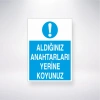 Aldığınız Anahtarları Yerine Koyun Sticker 20X28 Cm