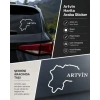 Artvin Harita Araba Sticker 17x17 Cm Beyaz