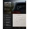 Artvin Harita Araba Sticker 17x17 Cm Beyaz