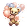 Balonlu ve Çiçekli Erkek Ayıcık Duvar Stickerı