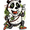 Bambu ve Panda Sticker 10x10 cmRenkli Sticker