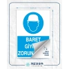 Baret Giymek Zorunludur İş Güvenlik Panosu Sticker 20X28 Cm