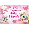 Sevimli Unicornlar Temalı Doğum Günü Afişi 70X100 cm